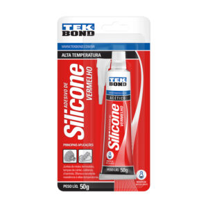 Cola Silicone 50G Alta Temperatura Vermelho Tekbond.