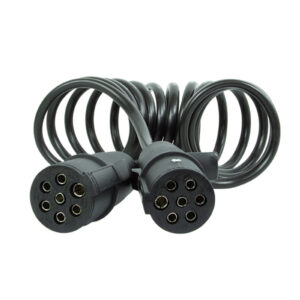 DNI8345 – Chicote Elétrico Espiral p/ caminhões 7 pólos c/ 2 Tomadas Macho – 5,5m
